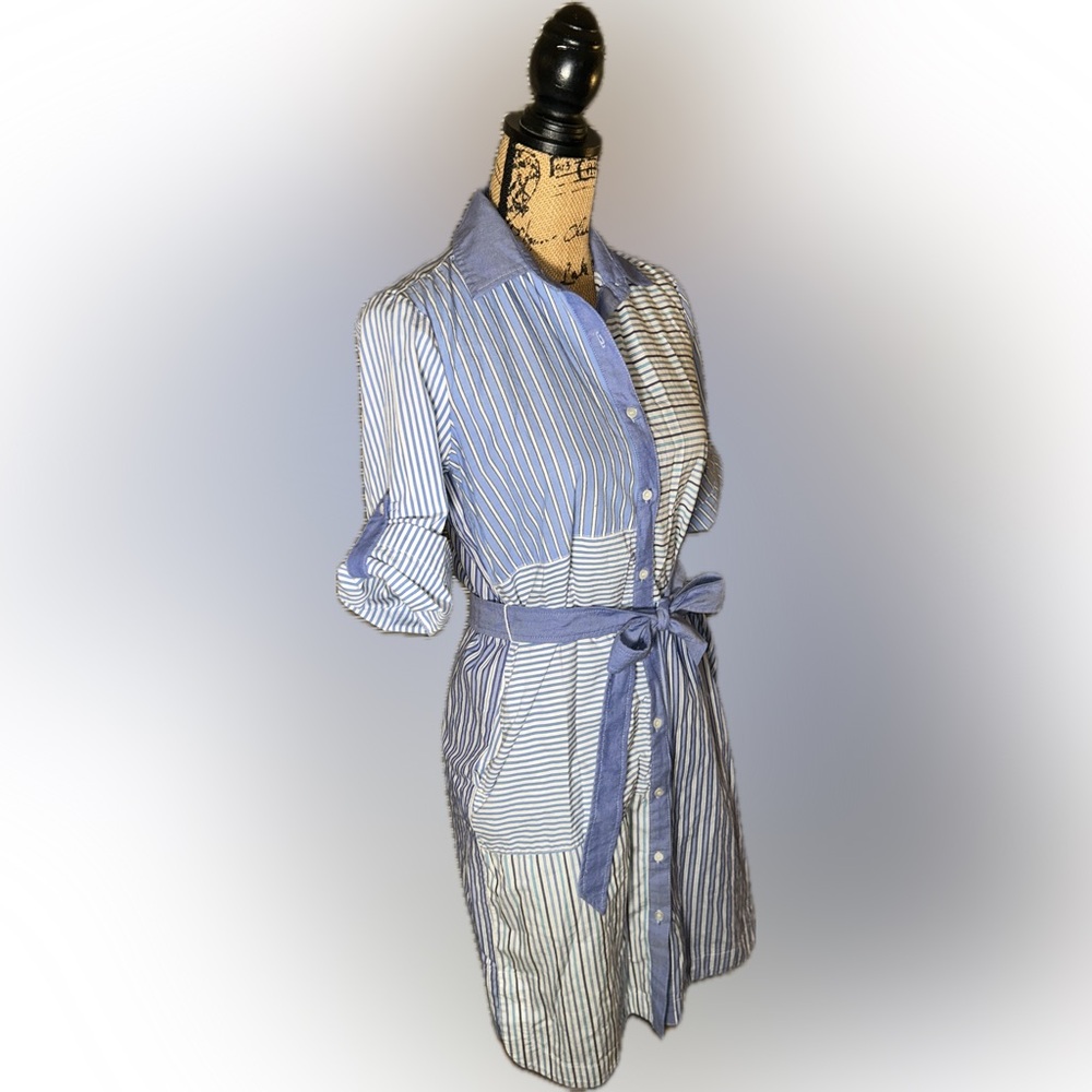 J McLaughlin Miranda Stripes Patchwork Poplin But… - image 2